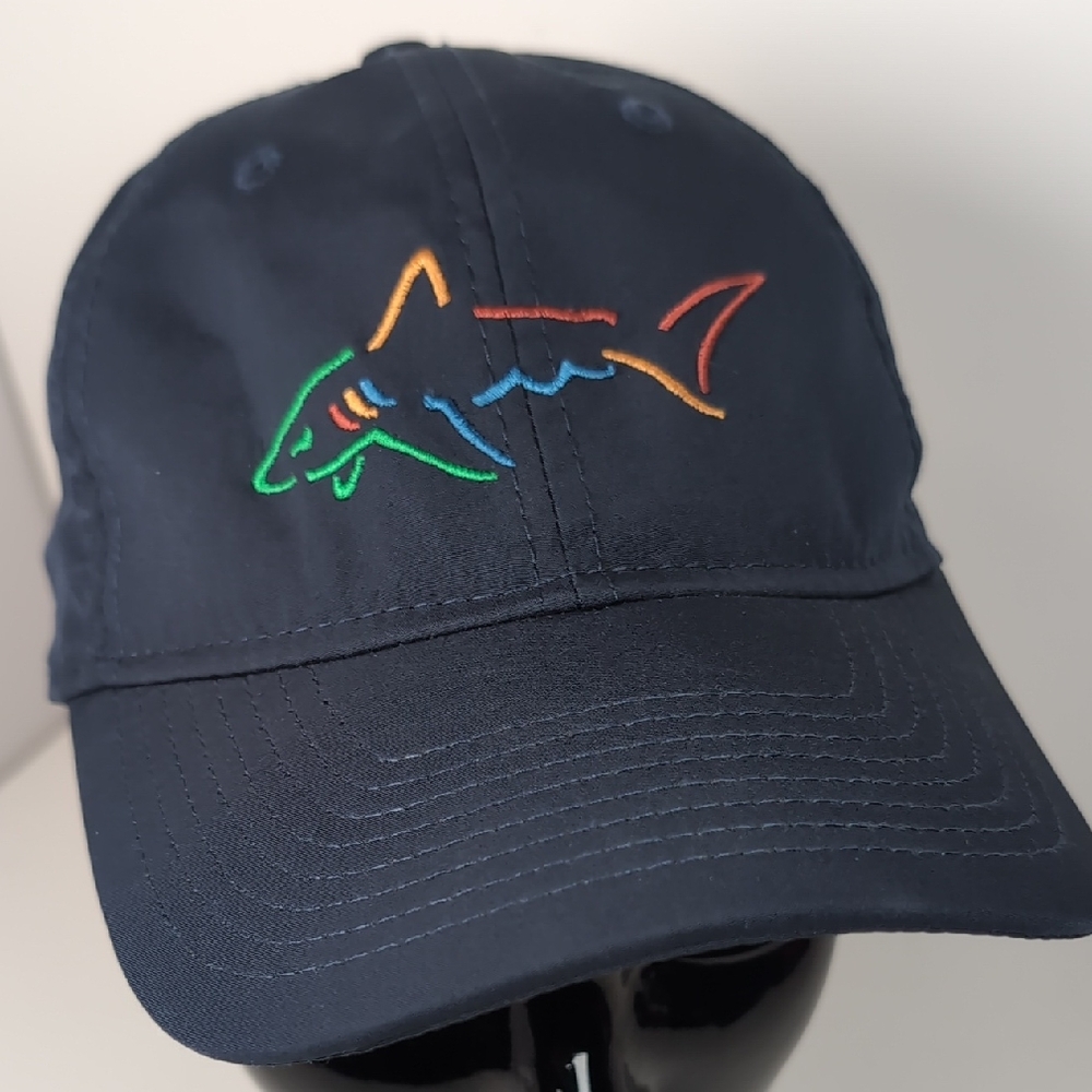 Greg Norman Collection Navy Cap with Multicolor Shark Logo Adjustable.